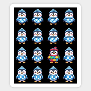 Autism Awareness Puzzle Penguin Party Pattern Sticker